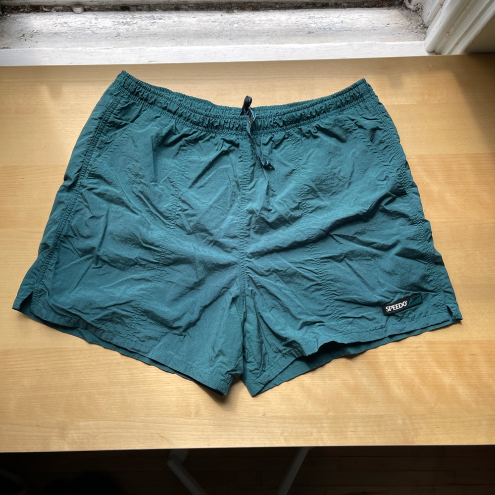 Vintage Speedo Forest Green Swim Trunks Shorts Size L/XL